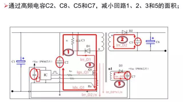 電源適配器利用高頻電容，減少回路面積